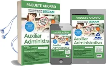 Descargar AudioLibro Paquete Ahorro Auxiliar Administrativo del Servicio de Salud de Castilla-La Mancha (Sescam) (Incluye Temario Volumenes 1 y 2; Test; Simulacro de Examen y Acces de Varios Autores año 2017